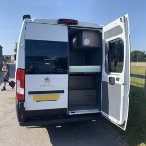 2019.07 Peugeot Boxer L4 Conversion Outside View of Rear with R/H Door Open