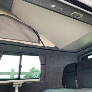 2019.08 T6 SWB Day Van Conversion Showing Bed Board in Elevating Roof