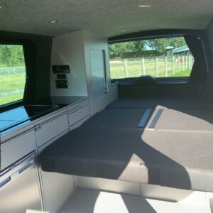 2019.08 VW T5 SWB 2 Berth Conversion RIB seat in Bed Position