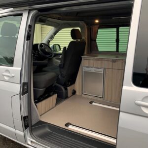 2019.11 VW T6 SWB Full Conversion View of Inside Through Open Sliding Door