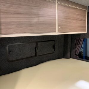 2019.12 Mercedes Sprinter MWB Conversion Overhead Storage Above Rear Fixed Bed and Window Blind Shut
