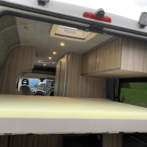 Peugeot Boxer L4H2 Full Conversion View of Rear Bed Through Back Doors