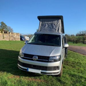 2020.03 VW T6 SWB Full Conversion Outside Front View with Roof Elevated