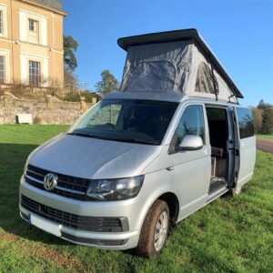 2020.03 VW T6 SWB Full Conversion Outside View with Roof Elevated