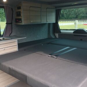 2020.06 VW T6 SWB Conversion RIB Seat in Bed Position