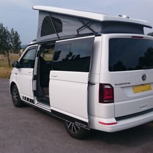 2020.06 VW T6 SWB Conversion View of Rear of Van with Elevating Roof