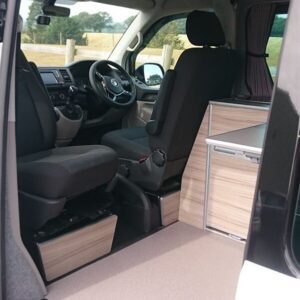 2020.06 VW T6 SWB Conversion View of Cab Seats