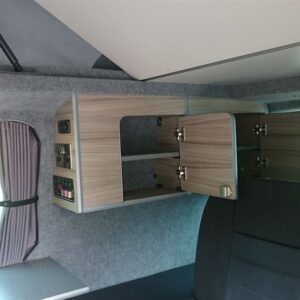 2020.06 VW T6 SWB Conversion Open Rear Storage Cupboards