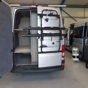 2020.07 VW Crafter LWB Conversion View of Rear of Van with L/H Door Open