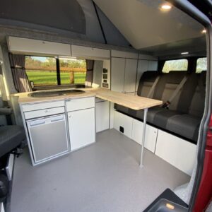 2020.12 VW T6 LWB Full Conversion Inside View with Table