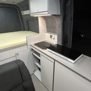 Mercedes Sprinter MWB 4 Berth Conversion Kitchen Area and Rear Bed