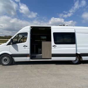 2021.04 Mercedes Sprinter LWB Conversion Outside View with Sliding Door Open