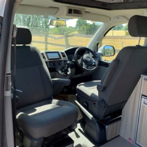 2021.05 VW T5 SWB Full Conversion Front Cab Seating Area with Passenger Seat Swivelled
