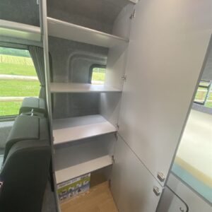 2021.06 VW Crafter MWB Conversion Open Tall Storage Cupboard