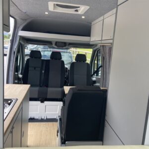 2021.06 VW Crafter MWB Conversion Seating Area with Swivelled Front Seats
