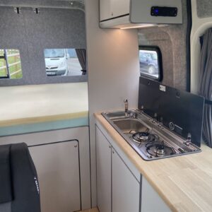 2021.06 VW Crafter MWB Conversion Kitchen Area and Rear Fixed Bed