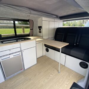 VW T6 LWB 4 Berth Full Conversion View of Inside with Table