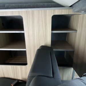 2021.08 Ford Transit Custom SWB Conversion Open Storage Cupboards at Rear