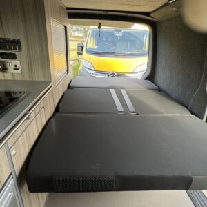 VW Transporter (T6) SWB Full Conversion RIB Seat Opened into a Bed