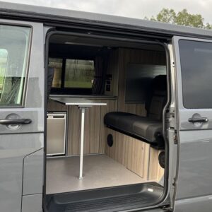 VW Transporter (T6) SWB Full Conversion Outside View Looing into Van