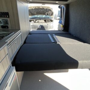 Ford Transit Custom SWB 4 Berth Conversion View of RIB Seat in Sleeping Position