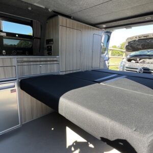 Ford Transit Custom SWB 4 Berth Conversion View of RIB Seat in Sleeping Position