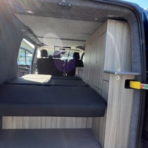 Ford Transit Custom SWB 4 Berth Conversion View of RIB Seat in Sleeping Position
