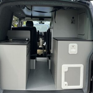 2022.05 VW T6 Rear Conversion View of Rear with Back Doors Open