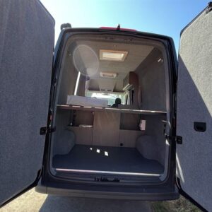 2022.08 VW Crafter 2 Berth Conversion View of Rear Through Open Back Doors