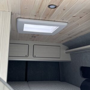 VW Crafter MWB Conversion View of Rear Bed Area