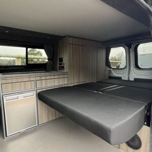 2023.02 Ford Transit Custom SWB Conversion Inside View with RIB in Bed Position