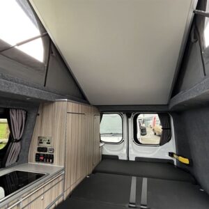 2023.02 Ford Transit Custom SWB Conversion Inside View with Elevating Roof Open