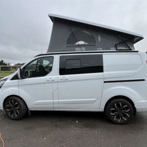 2023.02 Ford Transit Custom SWB Conversion Outside View with Elevating Roof Open