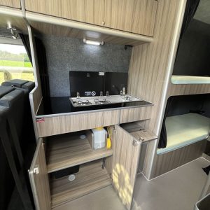 VW Crafter LWB 6 Berth - Kitchen Area Cupboards Open