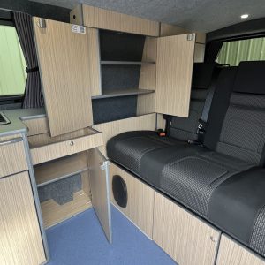 VW T5 LWB Conversion Cupboards All Open