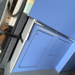 VW Crafter MWB 4 Berth Conversion - Rear Bed Up Cupboard Under
