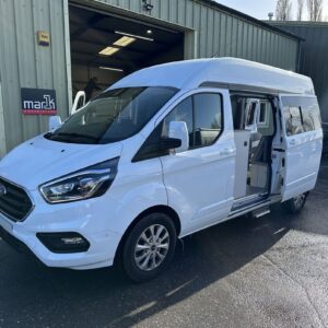 2023.10 Ford Custom LWB Hightop Conversion View of Outside of Van with Sliding Door Open