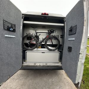Peugeot Boxer L2H2 Conversion View of Rear of Van with Back Doors Open