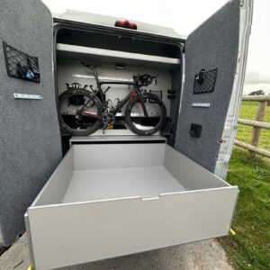 Peugeot Boxer L2H2 Conversion Rear Storage Drawer in Garage Area