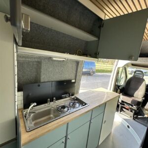 Citroen Relay L3H3 View of Kitchen Area with Hob/Sink Open