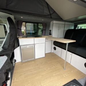 2020.07 VW T6 LWB Conversion Inside View with Table