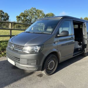 2023.12 VW T6 SWB Full Conversion Outside View with Sliding Door Open