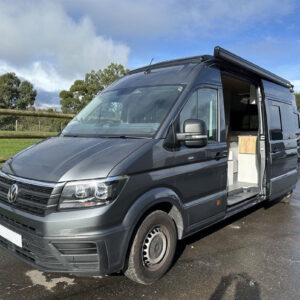 2024.02 New VW Crafter LWB Conversion Outside View with Sliding Door Open