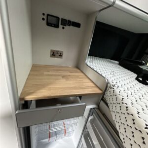 2024.02 New VW Crafter LWB Conversion Worktop and open Fridge