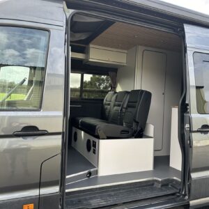 2024.02 New VW Crafter LWB Conversion Looking Through Open Sliding Door