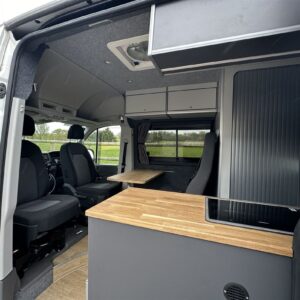 2024.04 VW Crafter MWB 2 Berth Conversion Looking into Front Area of Conversion