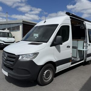 2025.08 MWB Sprinter Conversion Outside View of Van with Sliding Door open