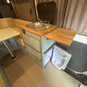 2025.07 MWB Sprinter Conversion Kitchen Unit with Extended Oak Worktop