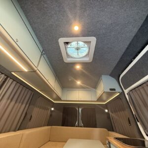 2025.07 MWB Sprinter Conversion Lounge Area, Storage Cupboards and Maxxair